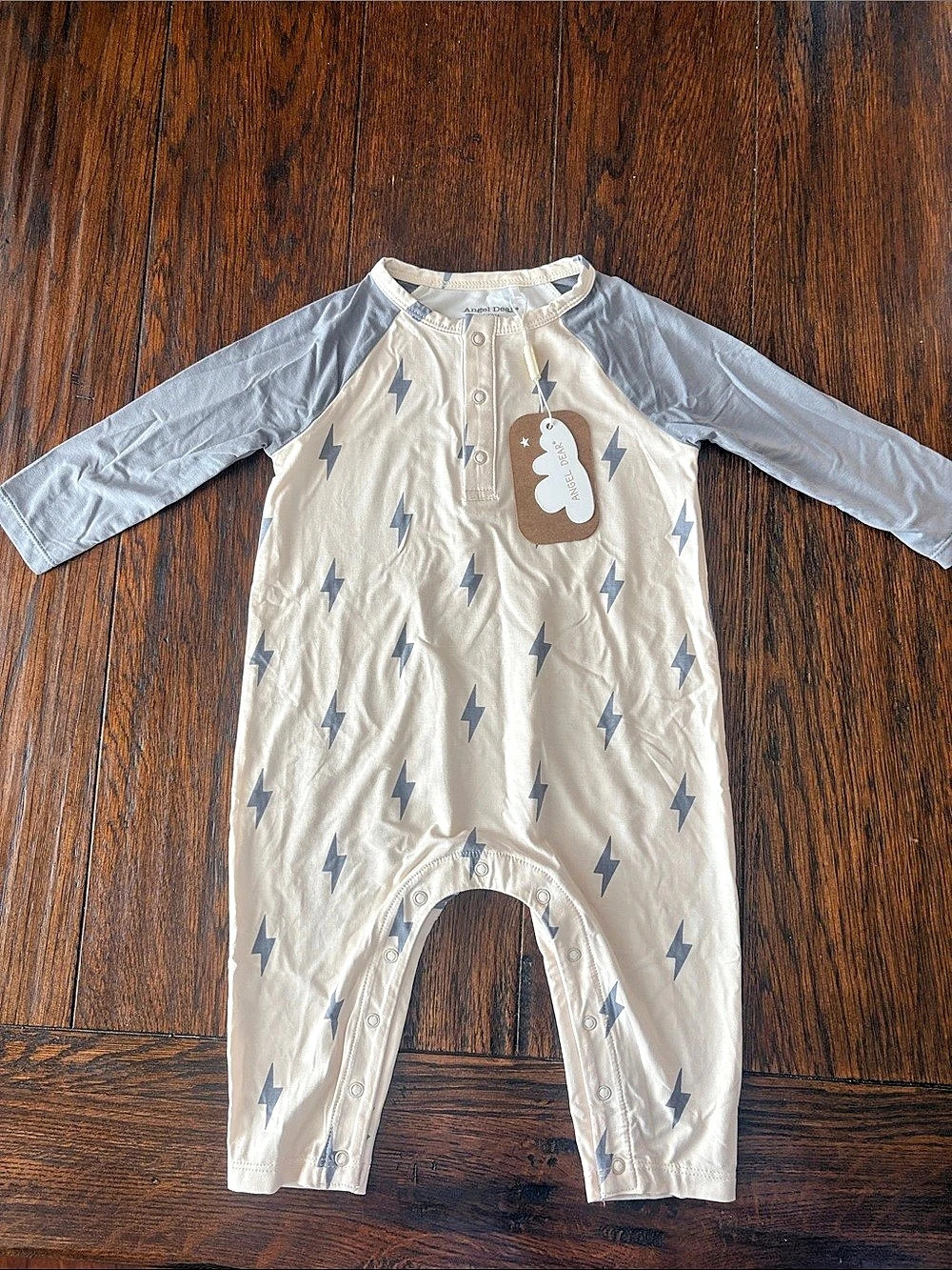 Angel Dear Lightning Bolt Viscose Long Sleeve Raglan Henley Romper Raglan Henley